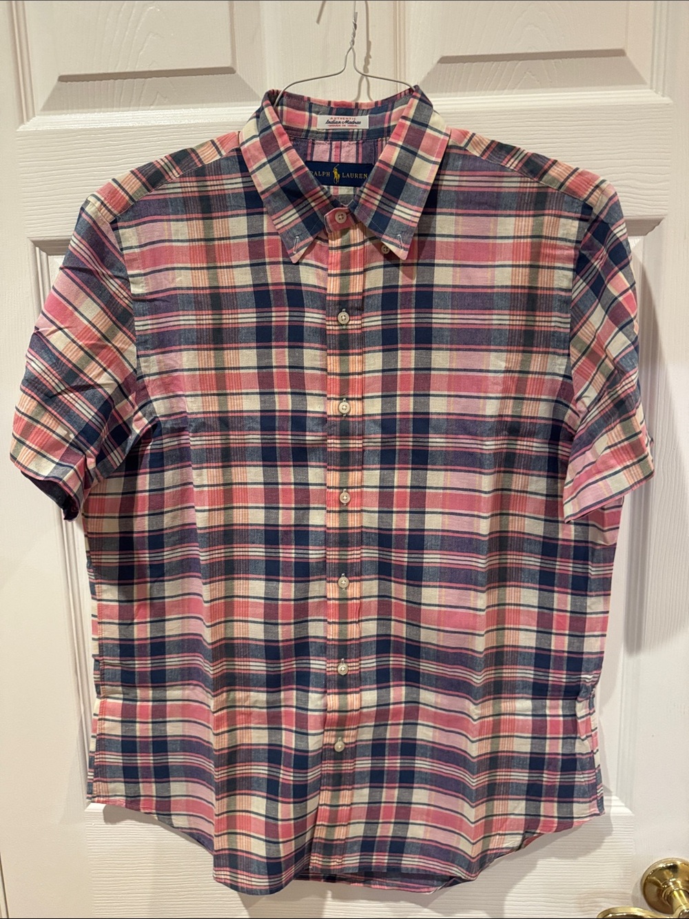 Polo Ralph Lauren Navy & Pink Authentic Madras Plaid Short-Sleeve Button-Down